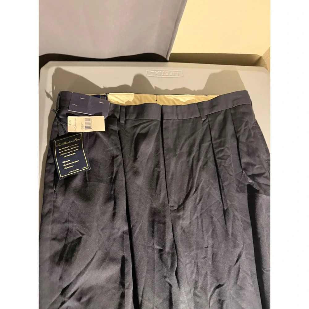 Polo Ralph Lauren The Beaton Pant Black Pleated Cuffed Dress Trousers 40x30 NWT